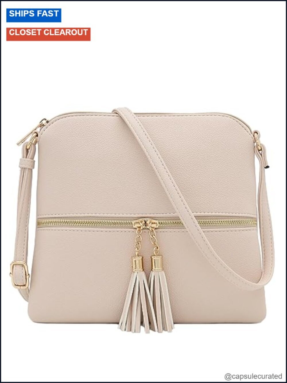Lightweight Faux Leather Tassel Crossbody Bag with Adjustable Strap